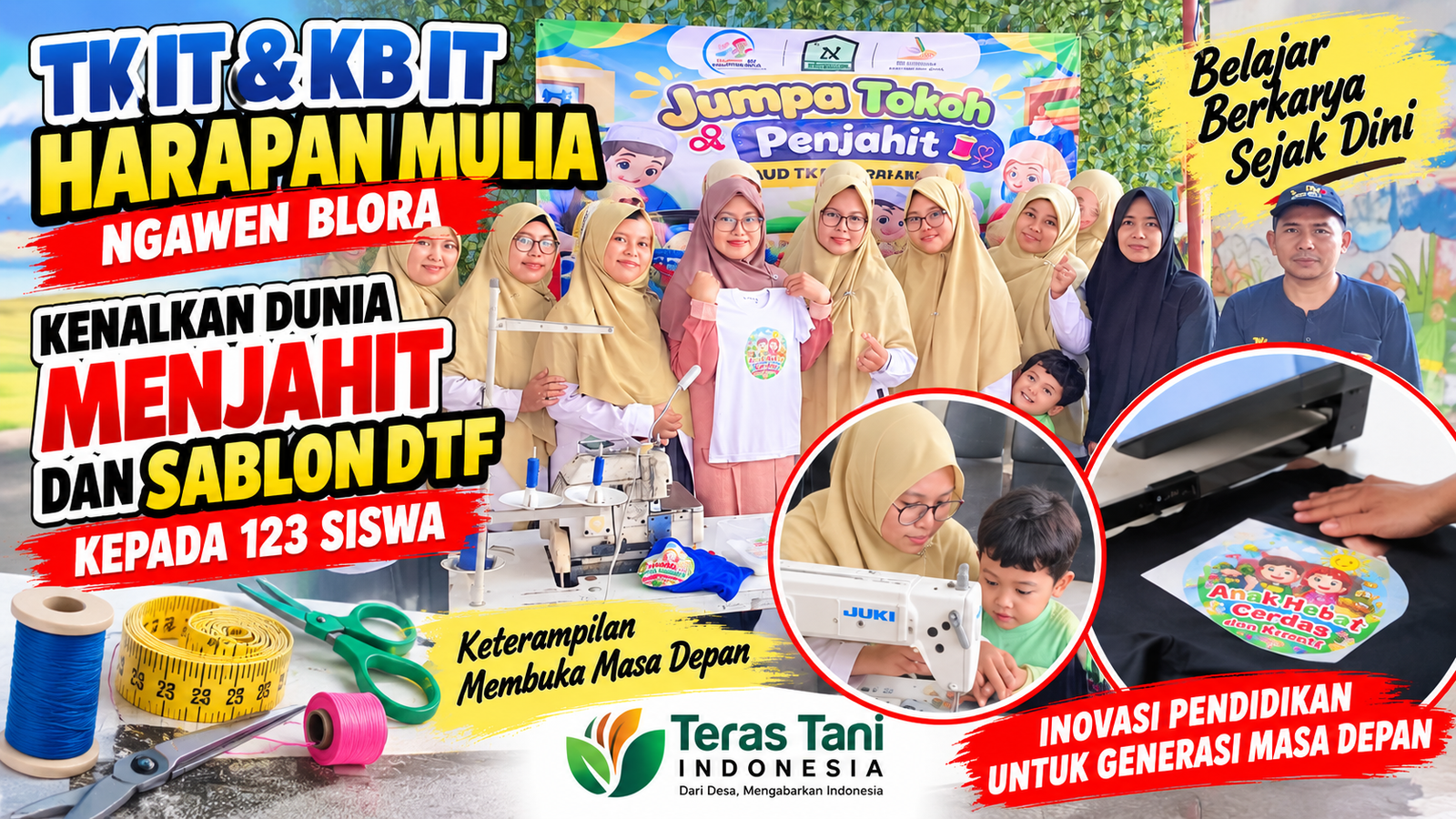 TK IT dan KB IT Harapan Mulia Ngawen Kenalkan Dunia Menjahit dan Sablon DTF kepada 123 Siswa